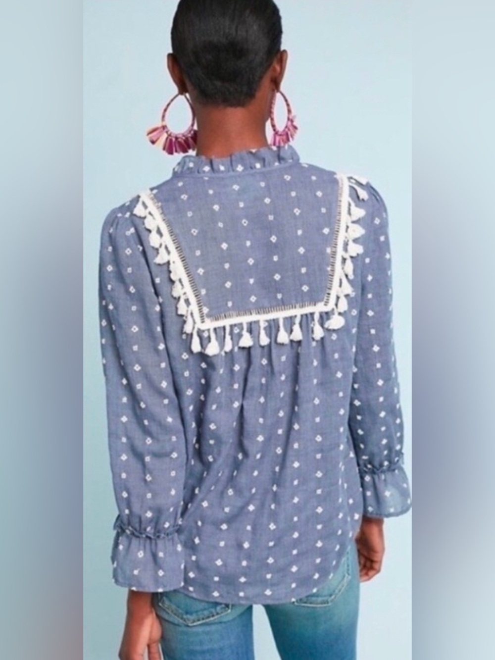 Maeve Anthropologie Sawyer Tassel Peasant Top - Picture 3 of 7